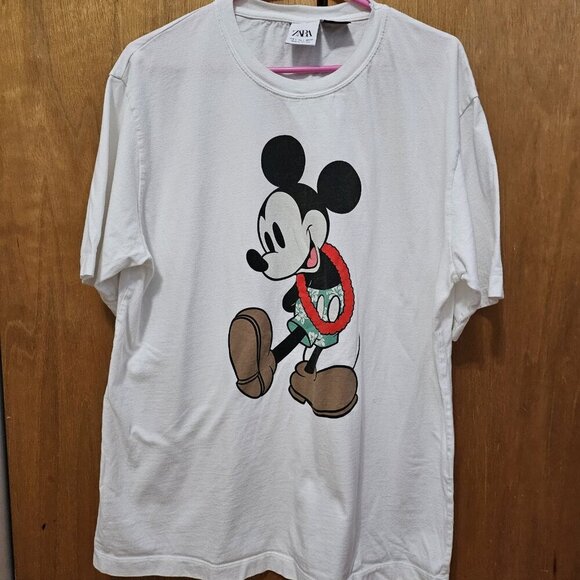 Zara White Mickey Mouse Short Sleeve Tee - Picture 1 of 4